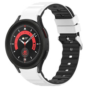 For Samsung Galaxy Watch 5 Pro Two Color Horizontal Silicone Watch Band(White Black)