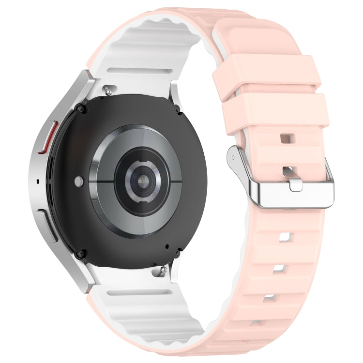 For Samsung Galaxy Watch 4 Classic 46mm Two Color Horizontal Silicone Watch Band(Pink White) - Watch Bands by PMC TechLife | Online Shopping South Africa | PMC TechLife