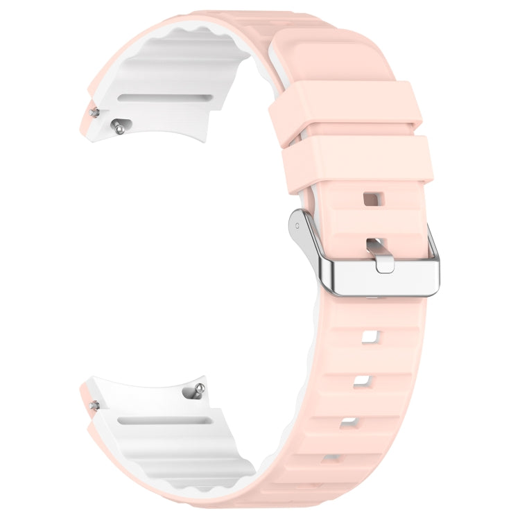 For Samsung Galaxy Watch 4 Classic 46mm Two Color Horizontal Silicone Watch Band(Pink White) - Watch Bands by PMC TechLife | Online Shopping South Africa | PMC TechLife