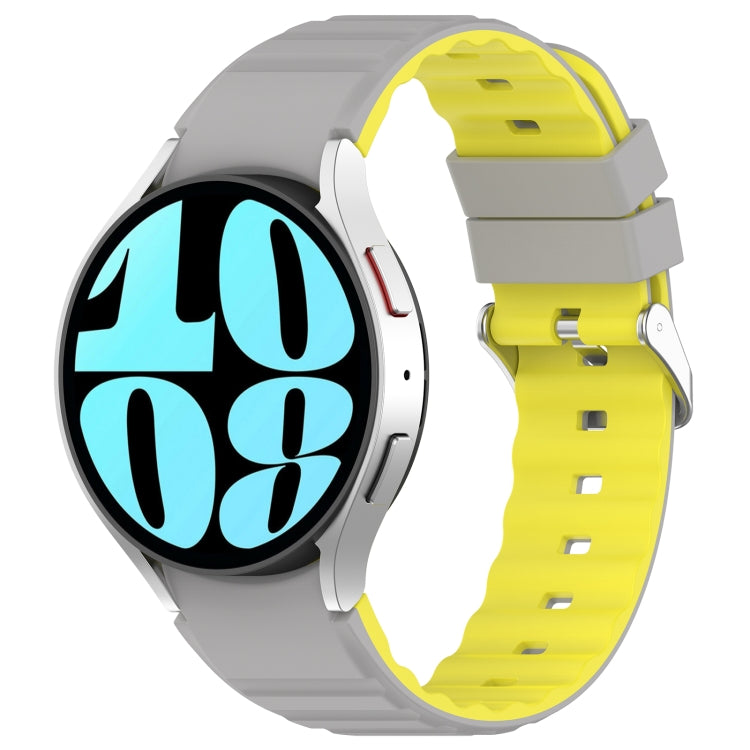 For Samsung Galaxy Watch 4 Classic 46mm Two Color Horizontal Silicone Watch Band(Grey Yellow) - Watch Bands by PMC TechLife | Online Shopping South Africa | PMC TechLife
