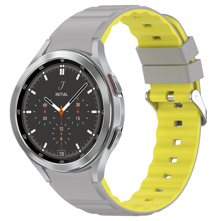 For Samsung Galaxy Watch 4 Classic 46mm Two Color Horizontal Silicone Watch Band(Grey Yellow) - Watch Bands by PMC TechLife | Online Shopping South Africa | PMC TechLife