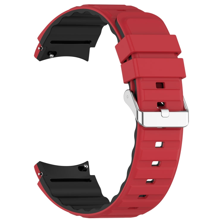 For Samsung Galaxy Watch 4 Classic 46mm Two Color Horizontal Silicone Watch Band(Red Black) - Watch Bands by PMC TechLife | Online Shopping South Africa | PMC TechLife