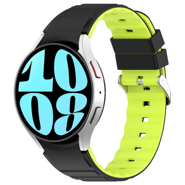 For Samsung Galaxy Watch 4 Classic 46mm Two Color Horizontal Silicone Watch Band(Black Green) - Watch Bands by PMC TechLife | Online Shopping South Africa | PMC TechLife