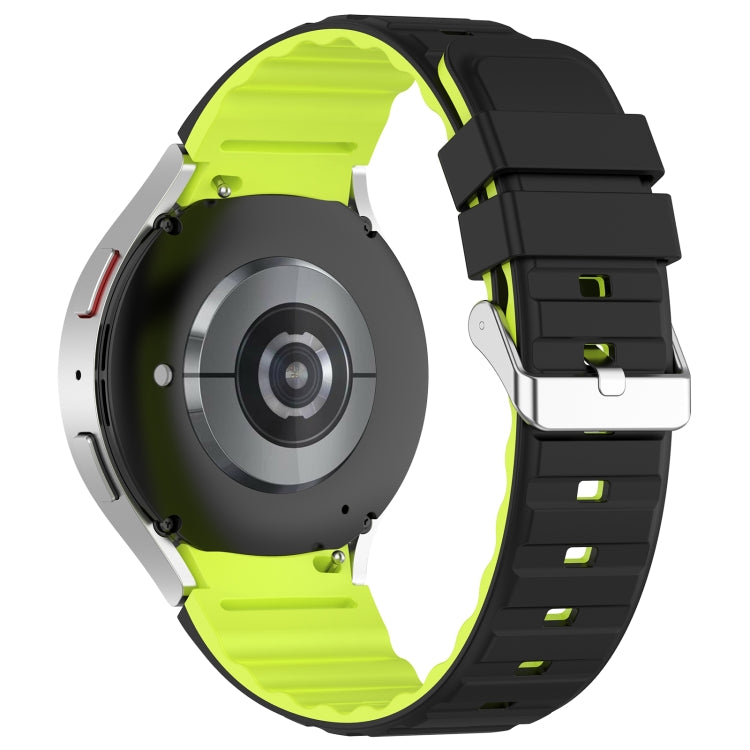 For Samsung Galaxy Watch 4 Classic 46mm Two Color Horizontal Silicone Watch Band(Black Green) - Watch Bands by PMC TechLife | Online Shopping South Africa | PMC TechLife
