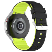 For Samsung Galaxy Watch 4 Classic 46mm Two Color Horizontal Silicone Watch Band(Black Green)