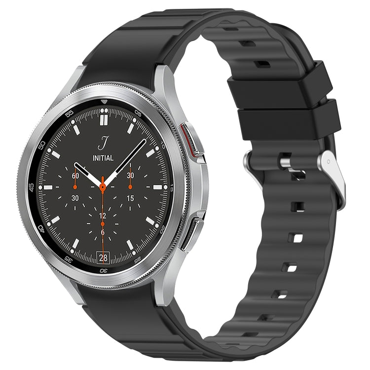 For Samsung Galaxy Watch 4 Classic 46mm Two Color Horizontal Silicone Watch Band(Black Grey) - Watch Bands by PMC TechLife | Online Shopping South Africa | PMC TechLife