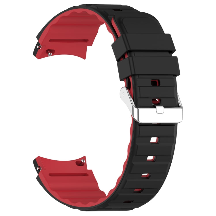For Samsung Galaxy Watch 4 Classic 46mm Two Color Horizontal Silicone Watch Band(Black Red) - Watch Bands by PMC TechLife | Online Shopping South Africa | PMC TechLife