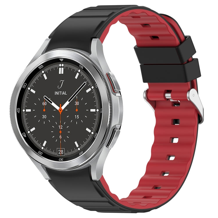 For Samsung Galaxy Watch 4 Classic 46mm Two Color Horizontal Silicone Watch Band(Black Red) - Watch Bands by PMC TechLife | Online Shopping South Africa | PMC TechLife
