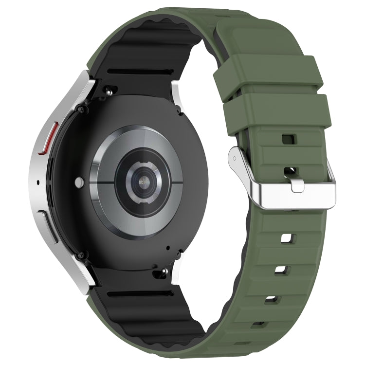 For Samsung Galaxy Watch 4 Classic 46mm Two Color Horizontal Silicone Watch Band(Olive Green Black) - Watch Bands by PMC TechLife | Online Shopping South Africa | PMC TechLife