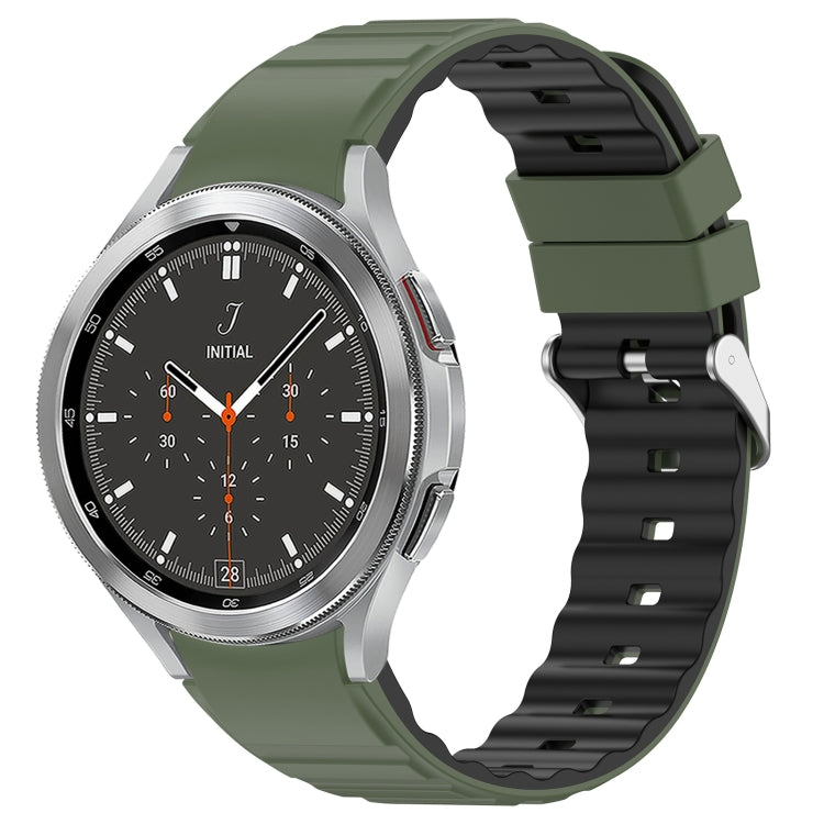 For Samsung Galaxy Watch 4 Classic 46mm Two Color Horizontal Silicone Watch Band(Olive Green Black) - Watch Bands by PMC TechLife | Online Shopping South Africa | PMC TechLife