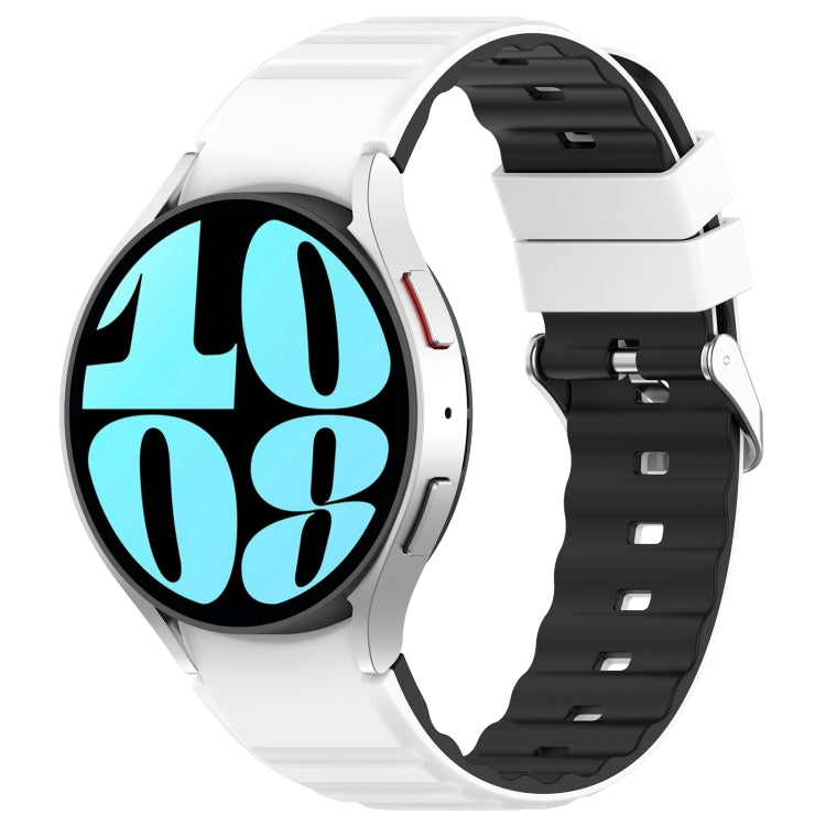 For Samsung Galaxy Watch 4 Classic 46mm Two Color Horizontal Silicone Watch Band(White Black) - Watch Bands by PMC TechLife | Online Shopping South Africa | PMC TechLife