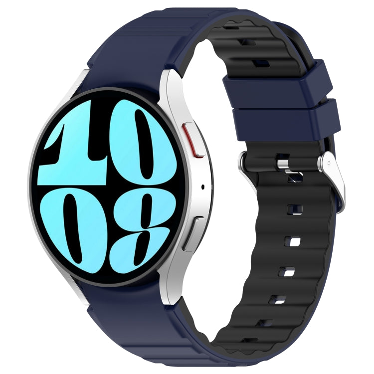 For Samsung Galaxy Watch 4 Classic 46mm Two Color Horizontal Silicone Watch Band(Blue Black) - Watch Bands by PMC TechLife | Online Shopping South Africa | PMC TechLife