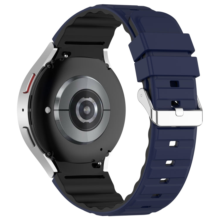 For Samsung Galaxy Watch 4 Classic 46mm Two Color Horizontal Silicone Watch Band(Blue Black) - Watch Bands by PMC TechLife | Online Shopping South Africa | PMC TechLife
