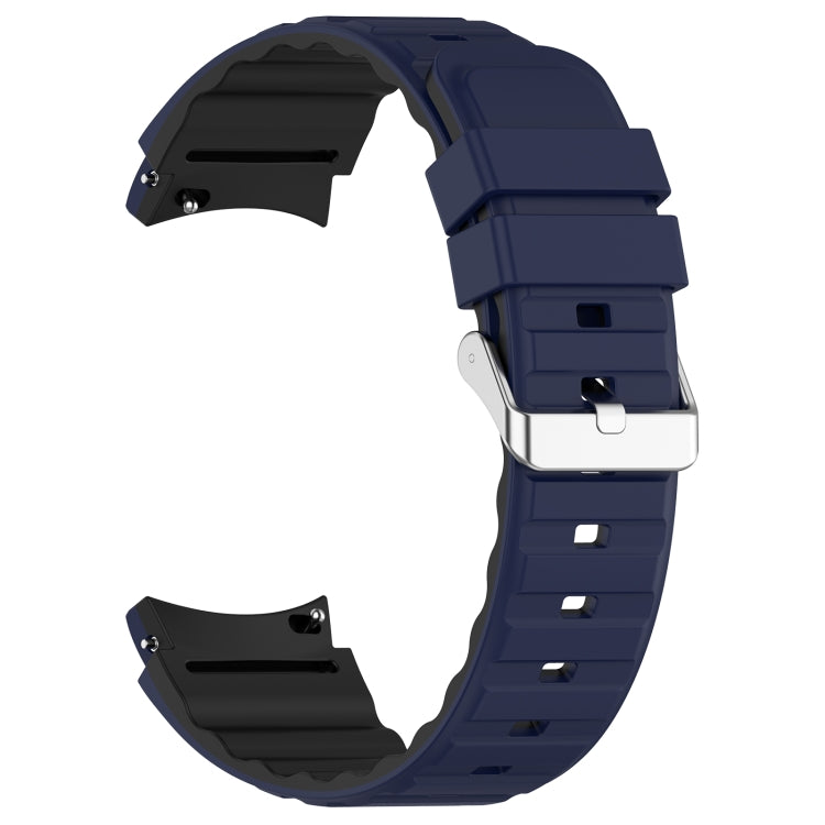 For Samsung Galaxy Watch 4 Classic 46mm Two Color Horizontal Silicone Watch Band(Blue Black) - Watch Bands by PMC TechLife | Online Shopping South Africa | PMC TechLife