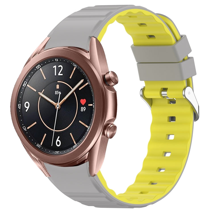 For Samsung Galaxy Watch 3 41mm Two Color Horizontal Silicone Watch Band(Grey Yellow) - Watch Bands by PMC TechLife | Online Shopping South Africa | PMC TechLife