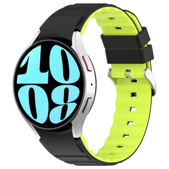 For Samsung Galaxy Watch 3 41mm Two Color Horizontal Silicone Watch Band(Black Green)