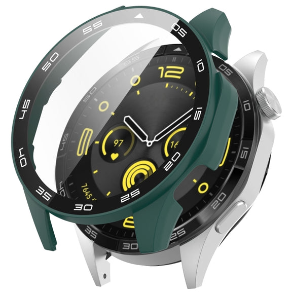 For Huawei Watch GT 4 46mm PC + Tempered Glass Integrated Watch Protective Case with Graduated Dial(Green)