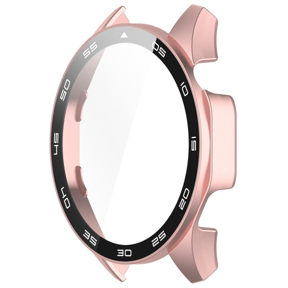 For Huawei Watch GT 4 46mm PC + Tempered Glass Integrated Watch Protective Case with Graduated Dial(Rose Gold)