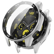 For Huawei Watch GT 4 46mm PC + Tempered Glass Integrated Watch Protective Case with Graduated Dial(Silver)