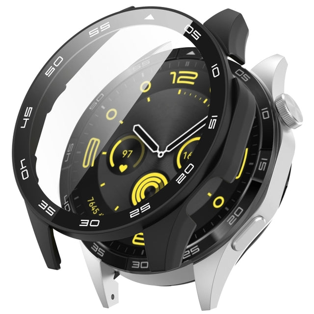 For Huawei Watch GT 4 46mm PC + Tempered Glass Integrated Watch Protective Case with Graduated Dial(Black)