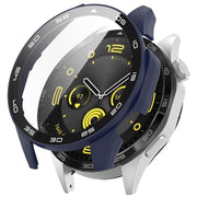 For Huawei Watch GT 4 46mm PC + Tempered Glass Integrated Watch Protective Case with Graduated Dial(Midnight Blue)