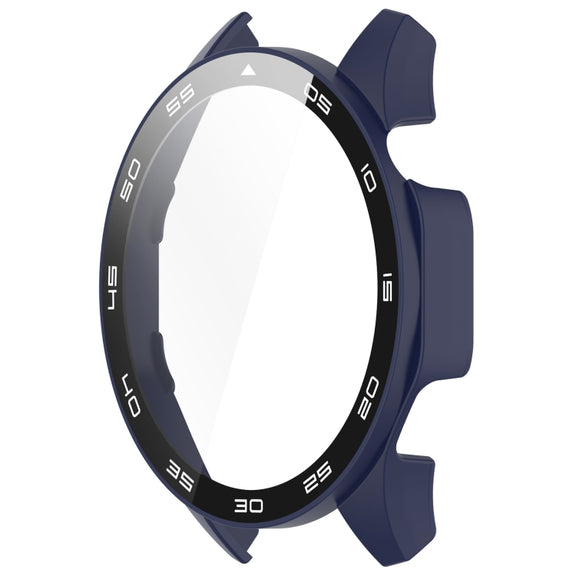 For Huawei Watch GT 4 46mm PC + Tempered Glass Integrated Watch Protective Case with Graduated Dial(Midnight Blue)