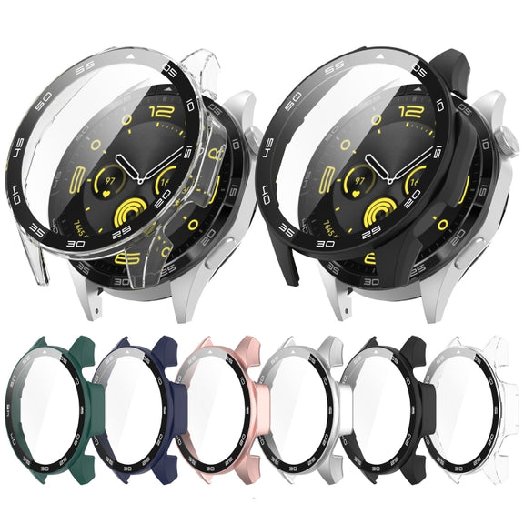 For Huawei Watch GT 4 46mm PC + Tempered Glass Integrated Watch Protective Case with Graduated Dial(Silver)