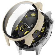 For Huawei Watch GT4 46mm PC+Tempered Glass Integrated Smart Watch Case(Ivory White)