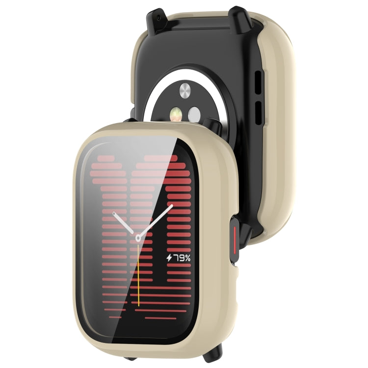 For Amazfit Aactive PC Integrated Tempered Glass Watch Case(Ivory White) - Watch Cases by PMC TechLife | Online Shopping South Africa | PMC TechLife