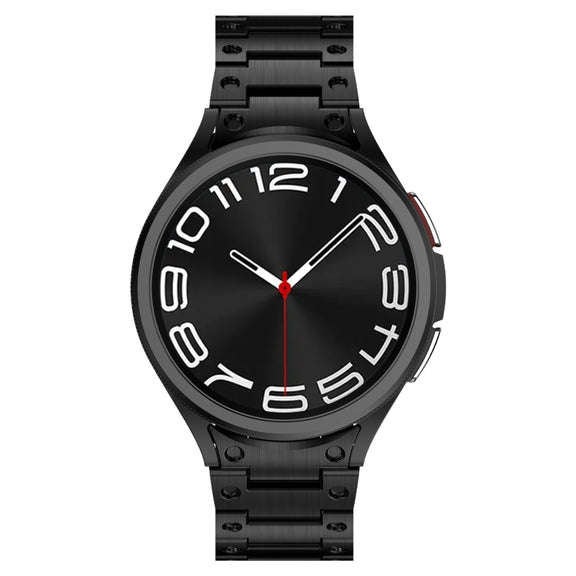 For Samsung Galaxy Watch 5 Pro Dual Circle Curved Connection Stainless Steel Watch Band(Black)