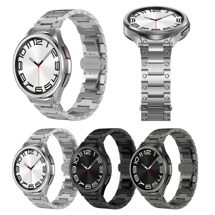 For Samsung Galaxy Watch 5 Pro Dual Circle Curved Connection Stainless Steel Watch Band(Black)