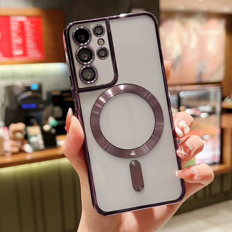 For Samsung Galaxy S22 Ultra 5G MagSafe Electroplating TPU Phone Case(Purple) - Galaxy S22 Ultra 5G Cases by PMC TechLife | Online Shopping South Africa | PMC TechLife