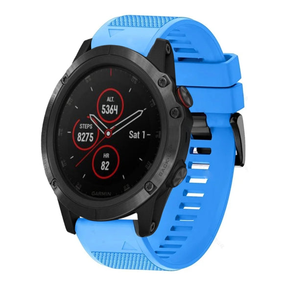 Compatible with Garmin Fenix 5X Plus 26mm Quick Release Silicone Watch Band(Sky Blue)