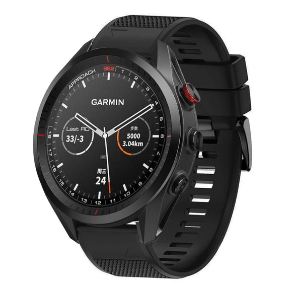 Compatible with Garmin Approach S62 22mm Quick Release Silicone Watch Band(Black)