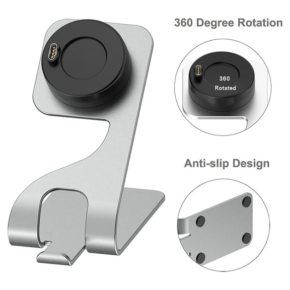 JUNSUNMAY Compatible with Garmin Venu 3 / Venu 3S USB Port Aluminum Alloy Watch Charger Holder, Length: 1.5m(Grey)