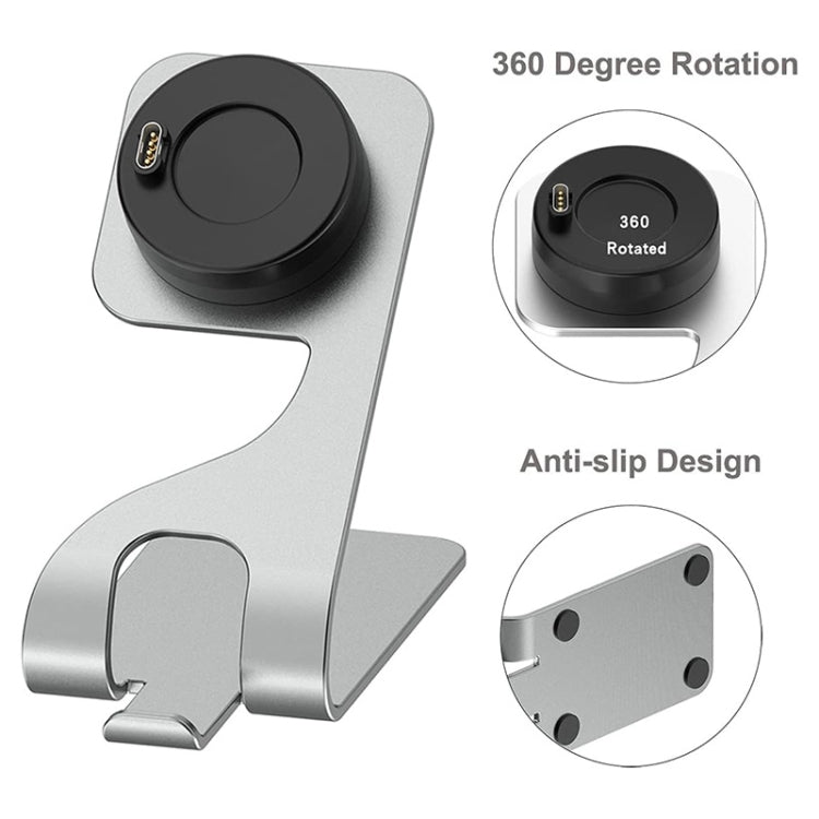 JUNSUNMAY Compatible with Garmin Venu 3 / Venu 3S USB Port Aluminum Alloy Watch Charger Holder, Length: 1.5m(Grey)