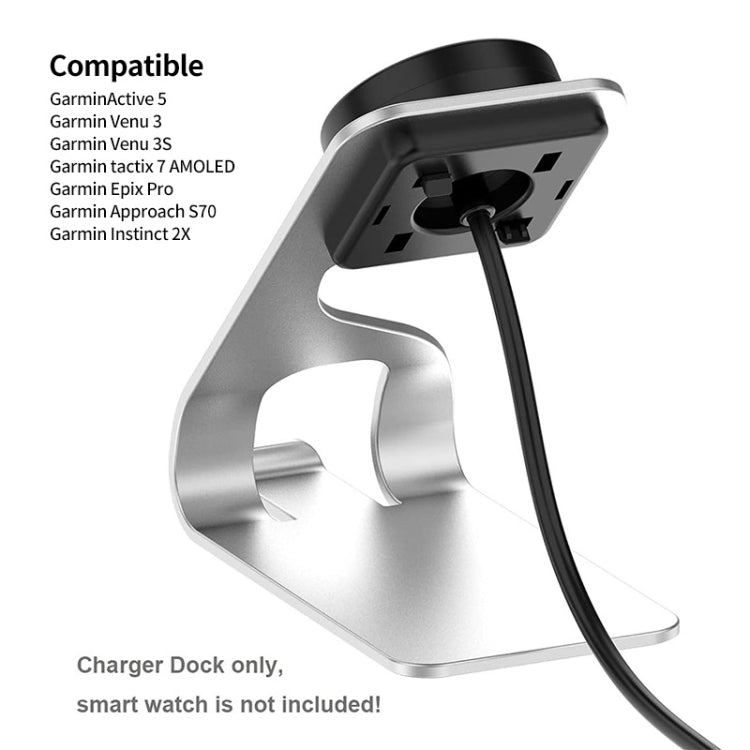 JUNSUNMAY Compatible with Garmin Venu 3 / Venu 3S USB Port Aluminum Alloy Watch Charger Holder, Length: 1.5m(Grey)