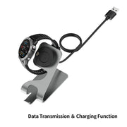JUNSUNMAY Compatible with Garmin Venu 3 / Venu 3S USB Port Aluminum Alloy Watch Charger Holder, Length: 1.5m(Grey)