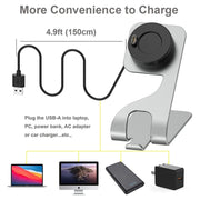 JUNSUNMAY Compatible with Garmin Venu 3 / Venu 3S USB Port Aluminum Alloy Watch Charger Holder, Length: 1.5m(Grey)