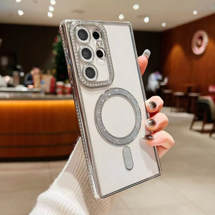 For Samsung Galaxy S22 Ultra 5G Diamond Gradient Plated MagSafe TPU Phone Case(Silver) - Galaxy S22 Ultra 5G Cases by PMC TechLife | Online Shopping South Africa | PMC TechLife
