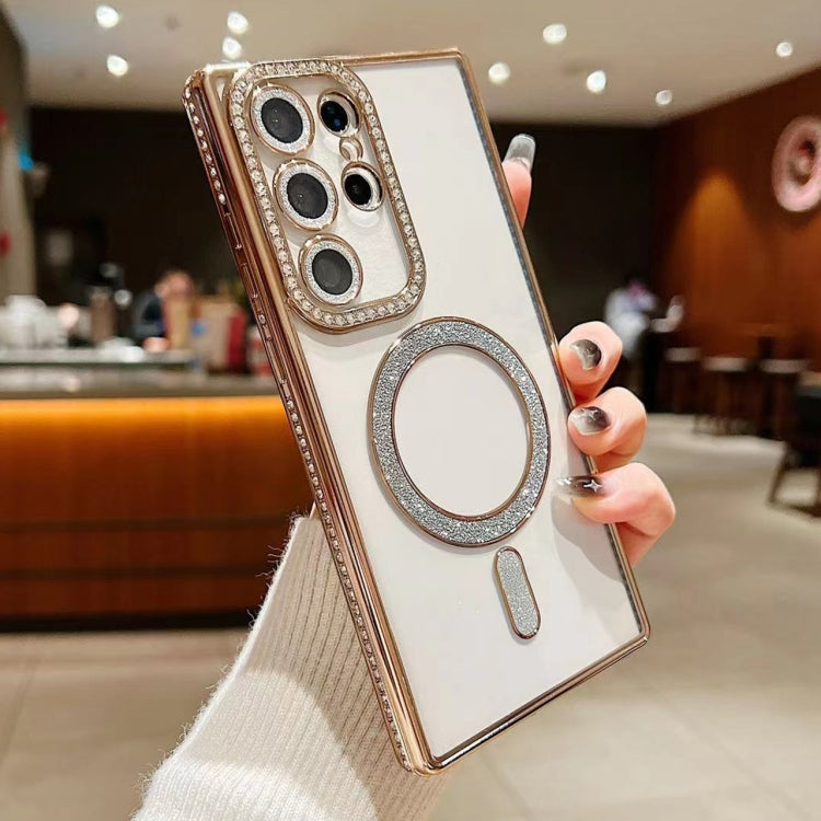 For Samsung Galaxy S22 Ultra 5G Diamond Gradient Plated MagSafe TPU Phone Case(Gold) - Galaxy S22 Ultra 5G Cases by PMC TechLife | Online Shopping South Africa | PMC TechLife