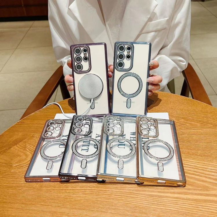 For Samsung Galaxy S22 5G Diamond Gradient Plated MagSafe TPU Phone Case(Pink) - Galaxy S22 5G Cases by PMC TechLife | Online Shopping South Africa | PMC TechLife