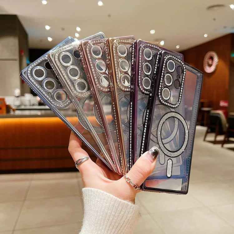 For Samsung Galaxy S22 5G Diamond Gradient Plated MagSafe TPU Phone Case(Black) - Galaxy S22 5G Cases by PMC TechLife | Online Shopping South Africa | PMC TechLife