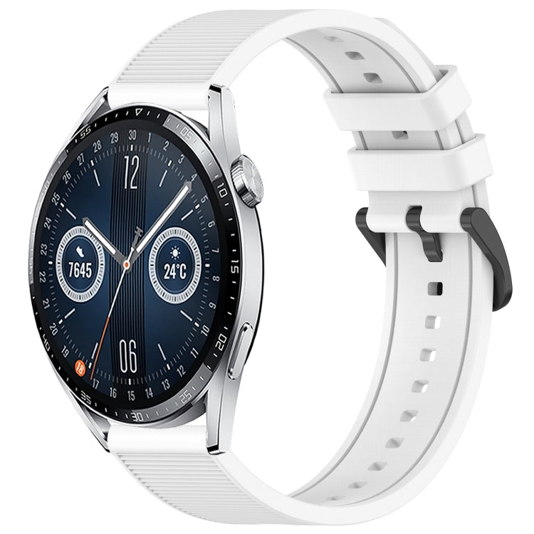 For Huawei Watch GT3 46mm 22mm Textured Silicone Solid Color Watch Band(White) - Watch Bands by PMC TechLife | Online Shopping South Africa | PMC TechLife