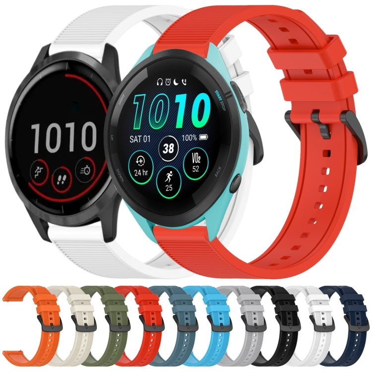 For Garmin Vivoactive 4 22mm Textured Silicone Solid Color Watch Band(Midnight Blue)