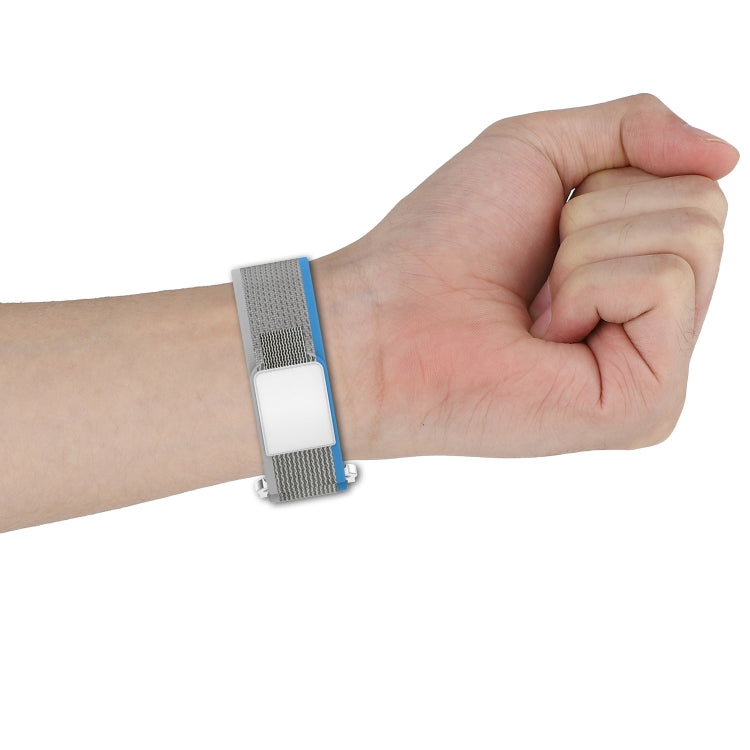 For Apple Watch Series 6 40mm Double Hook and Loop Faster Nylon Watch Band(Blue+Grey)