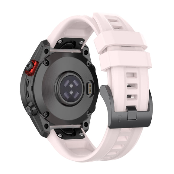 Compatible with Garmin Fenix 7 Solar / Sapphire Solar Solid Color Black Buckle Silicone Quick Release Watch Band(Pink)