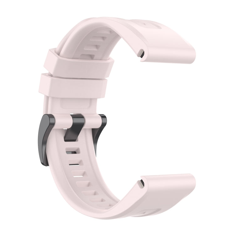 Compatible with Garmin Fenix 7 Solar / Sapphire Solar Solid Color Black Buckle Silicone Quick Release Watch Band(Pink)