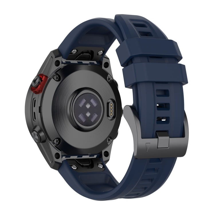 Compatible with Garmin Fenix 7 Solar / Sapphire Solar Solid Color Black Buckle Silicone Quick Release Watch Band(Dark Blue) - free shipping - PMC TechLife - Order now!
