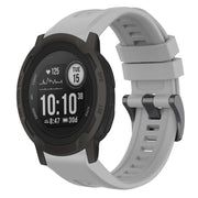 Compatible with Garmin Instinct 2 / Instinct Solid Color Black Buckle Silicone Quick Release Watch Band(Gray)